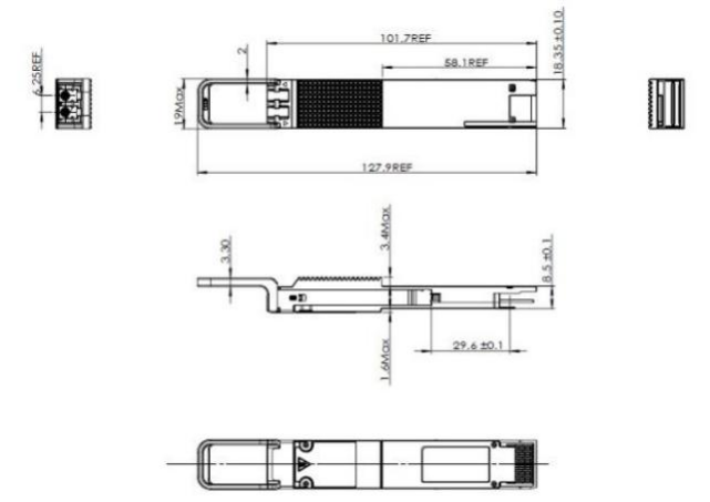 QSFP DD 400GBASE DWDM ZR 80KM Módulo de transceptor QDD-400G-ZR-S DWDM Tunable SMF LC DOM 3