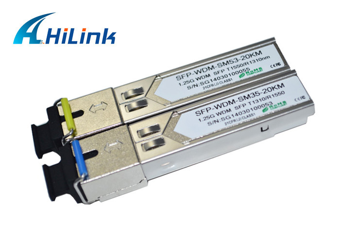 Módulos simples complacentes BIDI 1.25G SFP 20KM do transceptor do WDM de RoHS SC/LC DDM