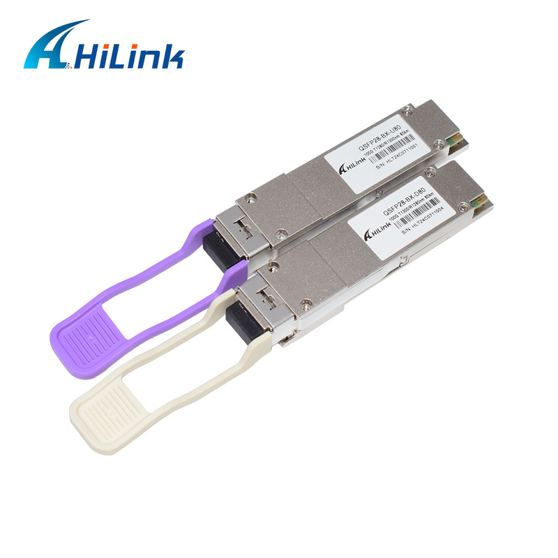 QSFP28 BIDI 1280nm/1300nm 80KM Transceptor óptico LC Simplex Modo único DDM para longa distância