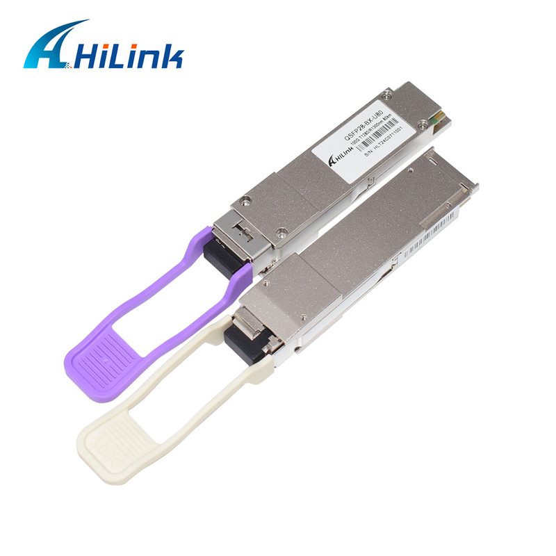 QSFP28 BIDI 1280nm/1300nm 80KM Transceptor óptico LC Simplex Modo único DDM para longa distância