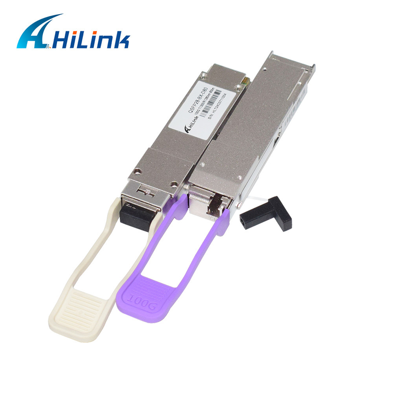 QSFP28 BIDI 1280nm/1300nm 80KM Transceptor óptico LC Simplex Modo único DDM para longa distância