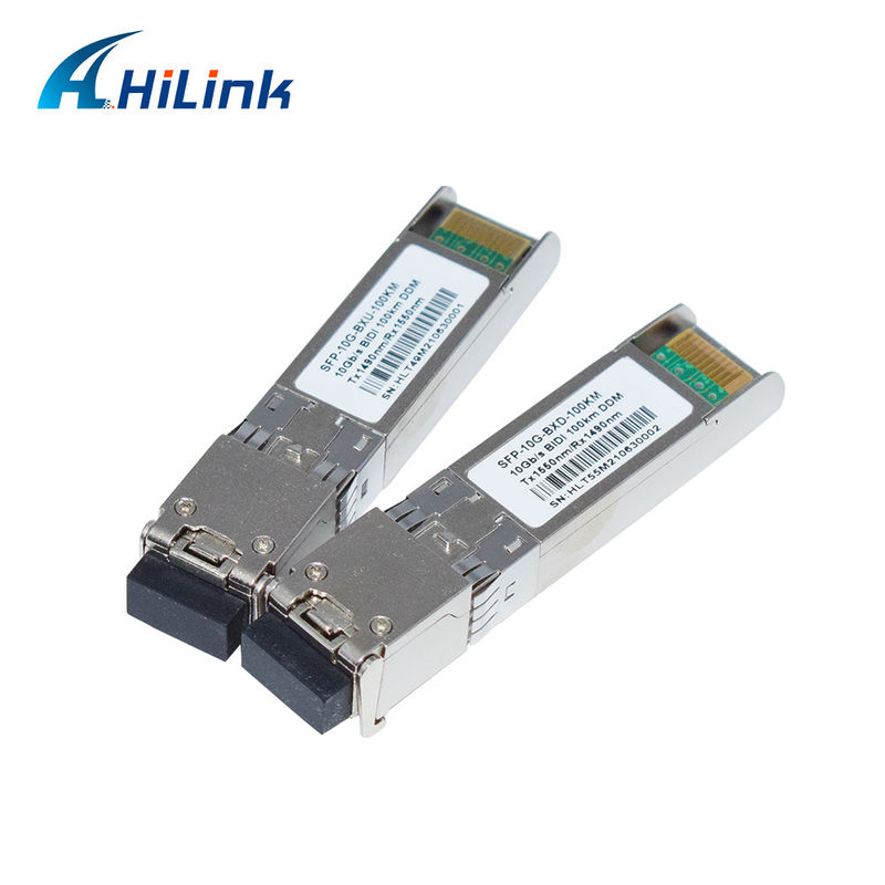 BIDI 10G WDM SMF Transceptor Óptico SFP+ 100KM Tx1490nm/Rx1550nm com transceptores de fibra óptica LC para redes FTTH