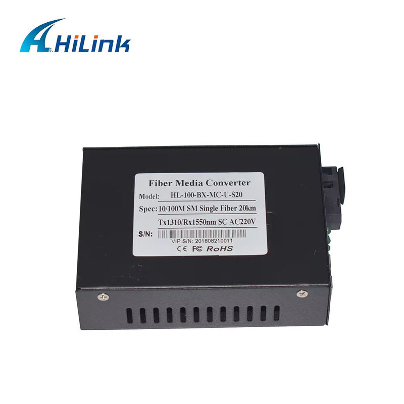 BIDI WDM Single Fiber Optic Media Converter 10/100M 1310/1550nm Equipamento óptico SFP de 20 km