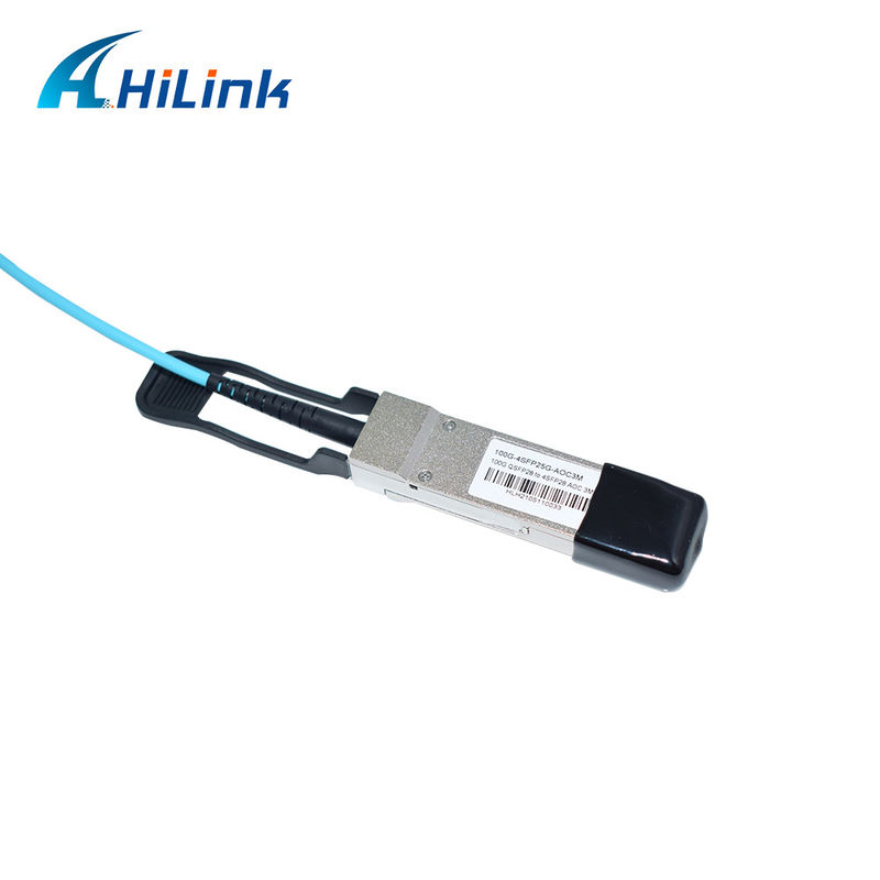 100G QSFP28 a 4xSFP28 AOC OM3 Breakout Active Optical Cable certificado com comprimento de cabo de 1-5m e certificação CE RoHS