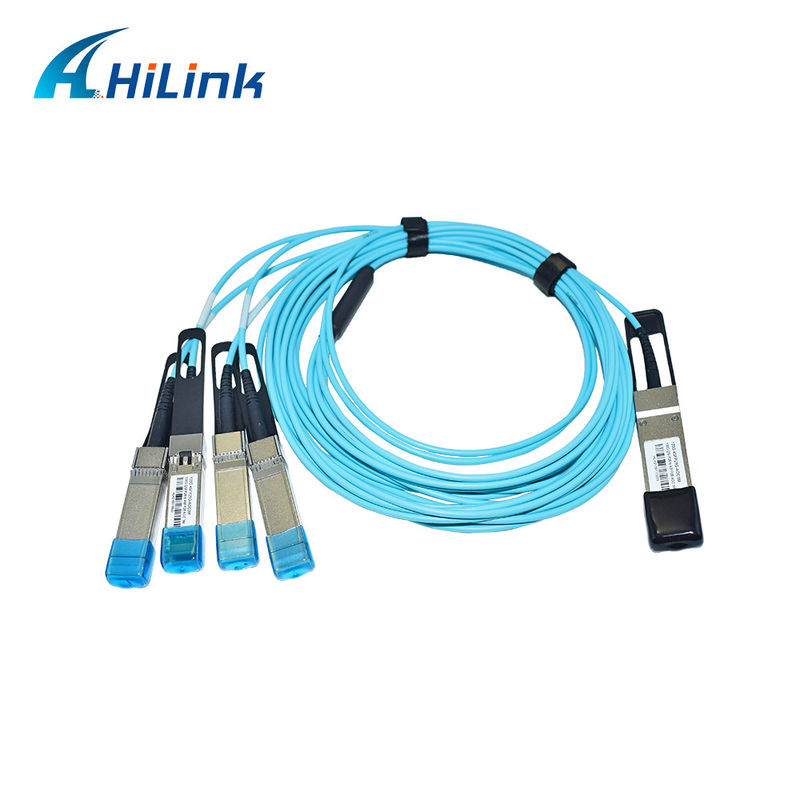 100G QSFP28 a 4xSFP28 AOC OM3 Breakout Active Optical Cable certificado com comprimento de cabo de 1-5m e certificação CE RoHS