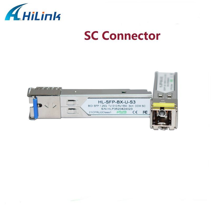 Transceptor SFP BIDI 1.25G 1310/1550nm 3km para transmissão de dados de longa distância em temperatura de 0 a 70°C