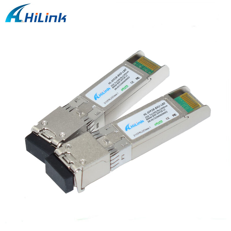 25Gb/s Transceptor BIDI SFP28 com alcance de 80 km e conformidade RoHS 6 Hot-Pluggable Single LC DDM