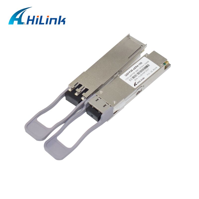 Hilink 100G QSFP28 Modulo de Transceptor Óptico com Distância de 100 km Taxa de Dados 100G e Conformidade ZR4+