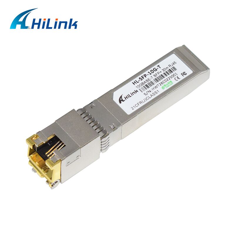 Hilink 10G Transceptor SFP+ de taxa de dados com distância de 30M/80M e módulo de cobre 10GBASE-T compatível com a RoHS