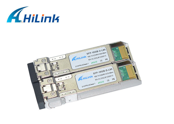 WDM 60KM 1270nm 1330nm do transceptor 10G SFP+ BIDI da fibra ótica do conector de Hilink LC